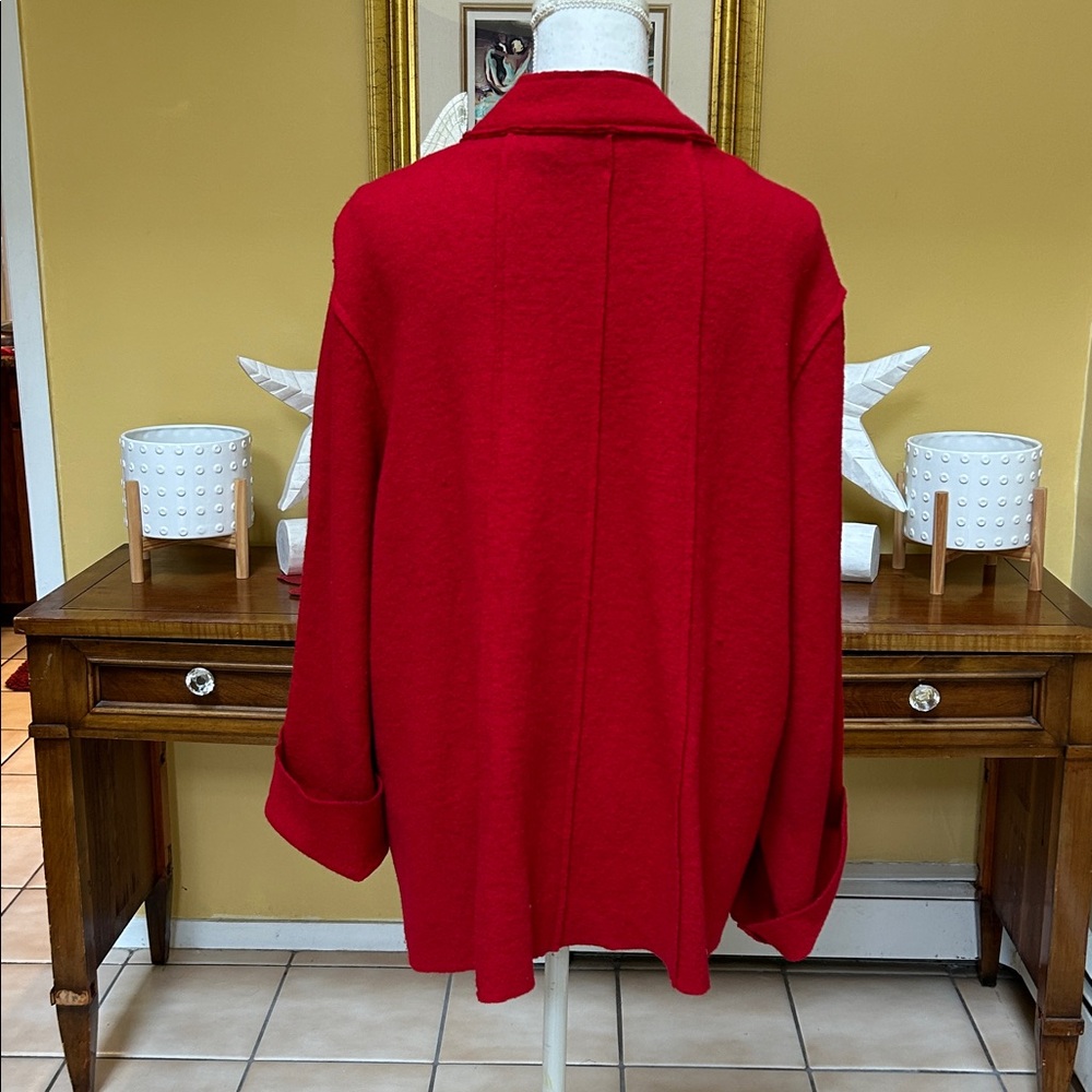 Coldwater Creek Women’s Vintage Artsy Wool Blend Red Holiday Jacket Coat Size 1X - Picture 9 of 15